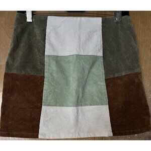 Nectar Clothing Patchwork Skirt Size Medium Green Cream Brown Colors